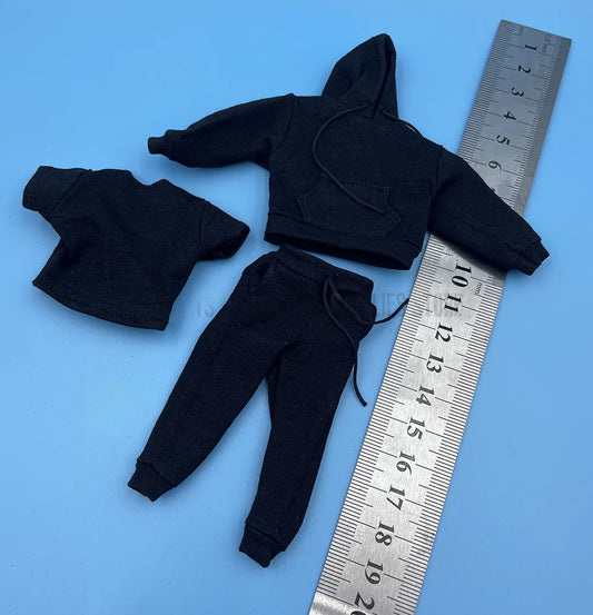1/12 Scale Male/Female Soldier Clothing Trendy Casual Loose Fitting Hooded Sweater T-shirt Pants Set For 6" Action Figure Body
