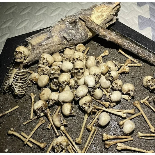 High Quality 1:12 Skeleton Miniatures Figurines Skull Miniature Model for Halloween Home Dollhouse Plant Fish Tank Decoration