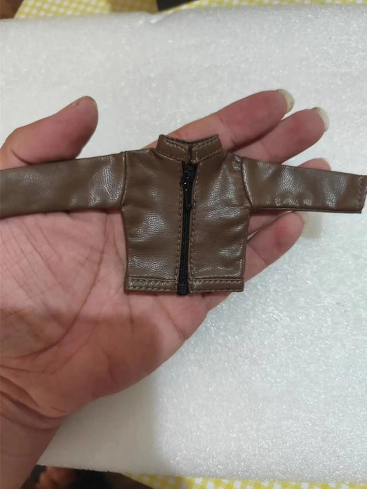 1/12 Scale Male Soldier Brown PU Leather Jacket Model for 6'' Figure