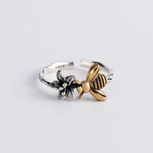 925 Sterling Silver Honeybee Flower Rings For Women Engagement Wedding Luxury Fine Jewelry  Items GaaBou Jewellery