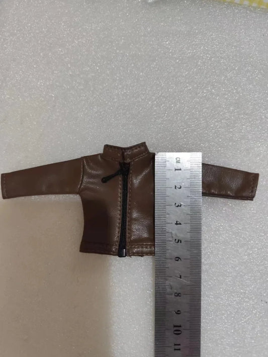 1/12 Scale Male Soldier Brown PU Leather Jacket Model for 6'' Figure