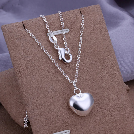 925 sterling Silver Solid Romantic heart Necklace For Women Fashion party wedding accessories jewelry christmas gifts