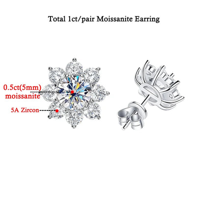 925 Sterling Silver Original Certified 2cttw Moissanite Jewelry Sets For Women Sunflower Pendant Necklace Earring Fine Jewelry