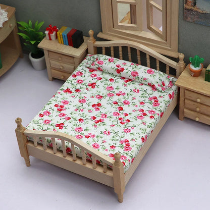 1/12 Dollhouse Miniature Broken Flower Bed Toy Mini Furniture Bedroom DIY Doll House Double Bed Decoration Accessories
