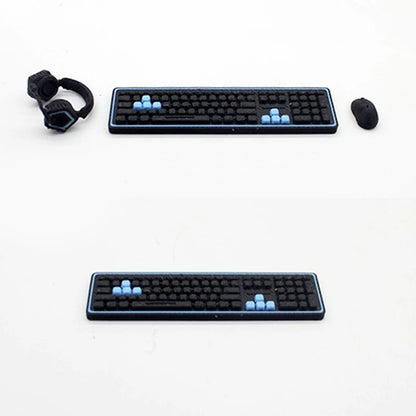 1/12 Dollhouse Study Room Esports Games Computer Keyboard Set Desk Chair Set Furniture Decor Micro Scene Props