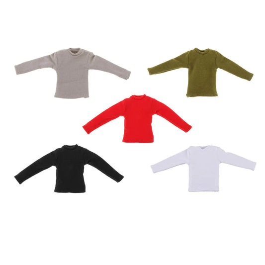 1/12 Scale Long Sleeve T Shirt Miniature Clothing Handmade Doll Clothes for 6in Doll Model Action Figures Accessory