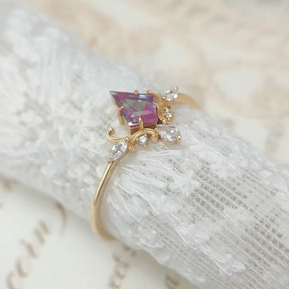 LAMOON Vintage Court Bijou Crown Ring For Women Alexandrite Ring 925 Sterling Silver Gold Plated Fine Jewelry Accessories