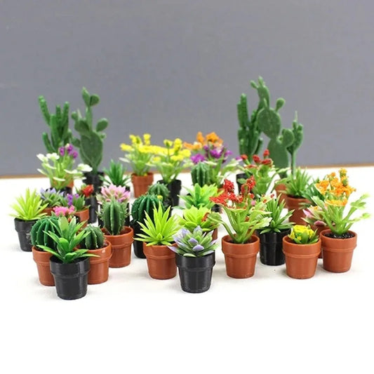 1/12 Dollhouse Miniature Scene Decoration Green Plant Pot Mini Plant Fairy Post Pot Doll Accessories Toys