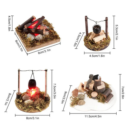 1:12 Scale Dollhouse Bonfire Miniatures Campfire Villa Scene Model Fairy Garden Decor Micro Landscape Playing House
