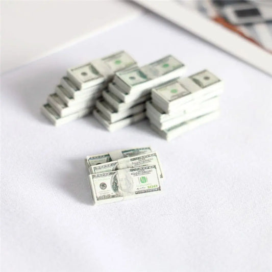 New 5 Bundles Paper Mini Dollars New 10 Styles Cute Banknotes Model 1/12 Dollhouse Toys 1/12 Dollhouse Decoration
