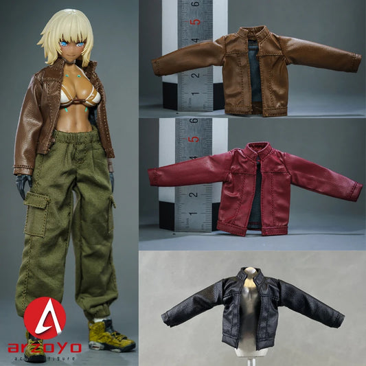 1/12 Scale Leather Jacket Cargo Pants Clothes Model Fit 6" Snail shell Romankey Female Solider Action Figure Body Doll